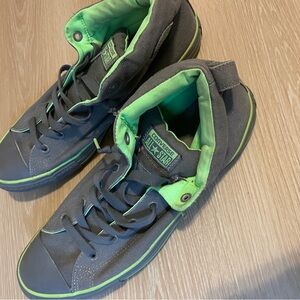 Converse High-Tops in Gray with Neon Green Accents
